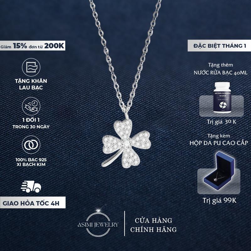  Dây chuyền bạc S925 cỏ 4 lá Asimi Dây chuyền may mắn dành cho nữ Lucky Leaf DC36 