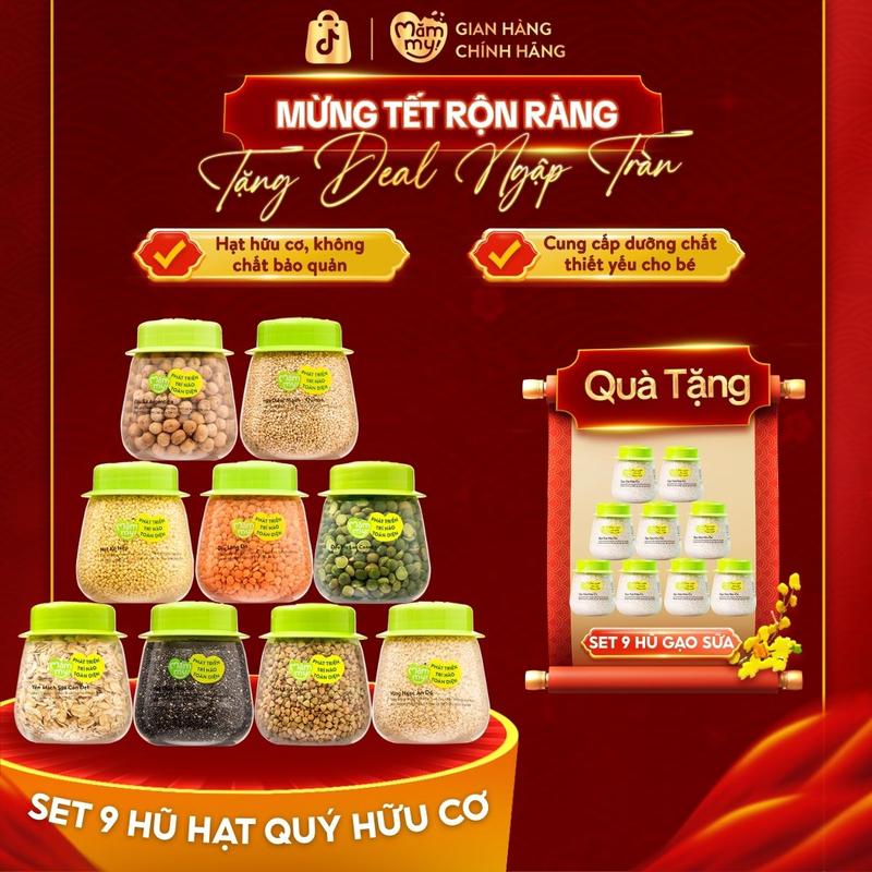 Set 9 Hạt Hữu Cơ MĂMMY Nhiều Dưỡng Chất Kết Hợp Bổ Sung Vitamin Tăng Cường Đề Kháng Cho Bé Từ 6 Tháng Tặng 9 HŨ GẠO SỮA