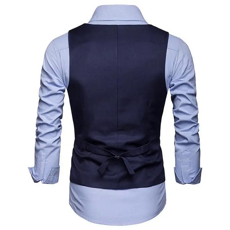 Product Introduction of Okamoto men's fashion suit vest, single breasted plain color V-neck formal jacket men suit jacket 7