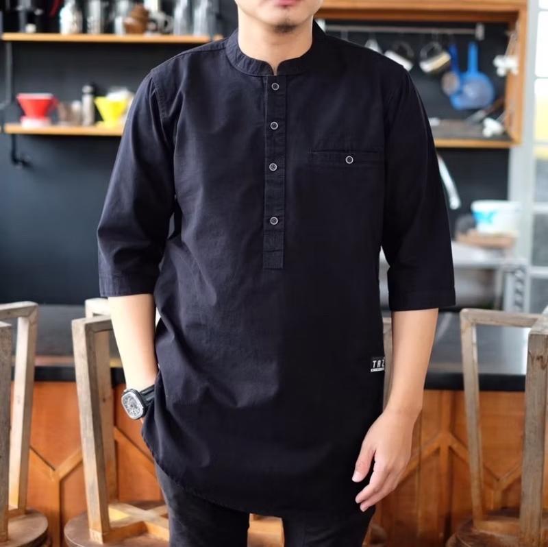 Product Introduction of Kurta Hawk Enemy Lengan 3/4 Bahan Cotton Twill - Koko Muslim, Baju Muslim Pria Nyaman Lembut Katun 2