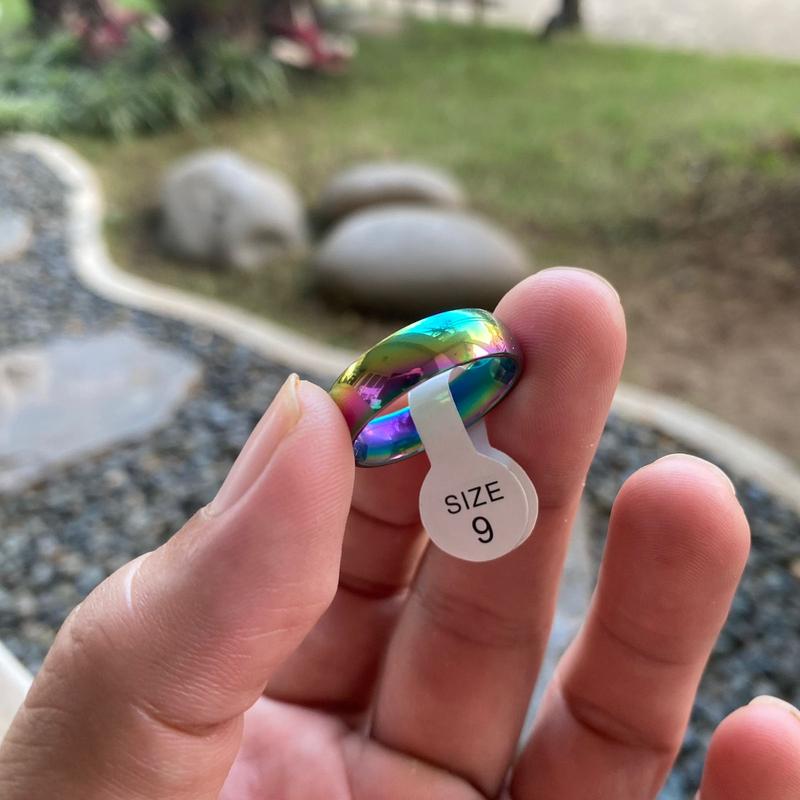 Cincin Rainbow Bisa Untuk Pria dan Wanita - Rainbow Ring for Male and Female Man Woman Unisex / Besi Anti Karat Alloy - Colourful Accessories Fashionable Love Rings Gradation Pelangi Gradasi Unik Produk Impor Cewe Cowo Unisex 8