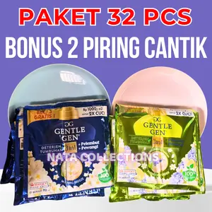 PAKET 32 PCS GENTLE GEN DETERGENT CUCI BAJU MEWAH FREE 2 PIRING CANTIK