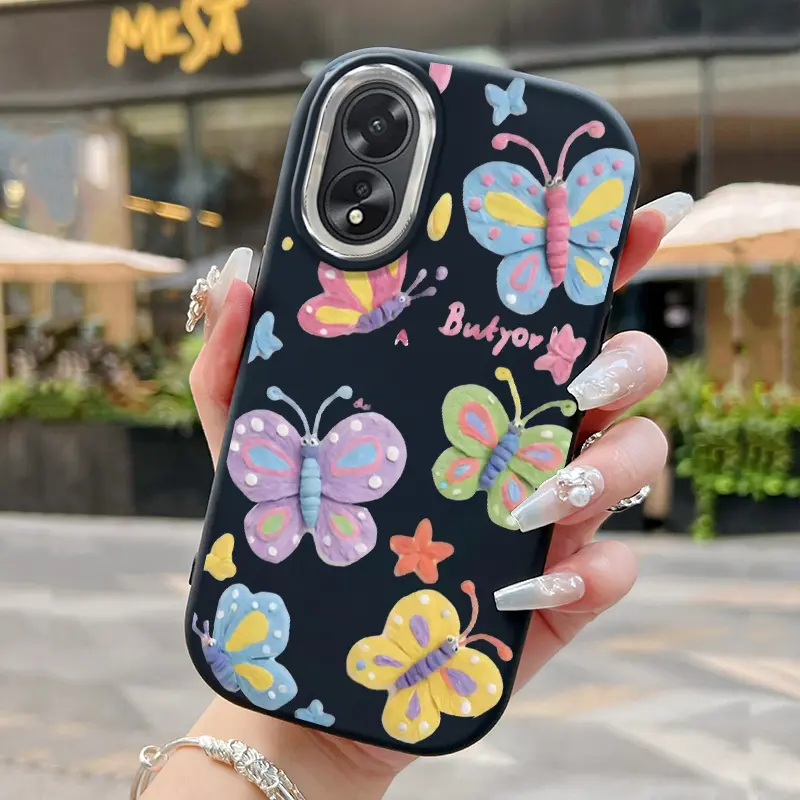Casing Hp Untuk OPPO A18 A38 A2x Case Pola kupu-kupu bunga Kasing Kesing Silikon Softcase lemak Dwen Cesing 1