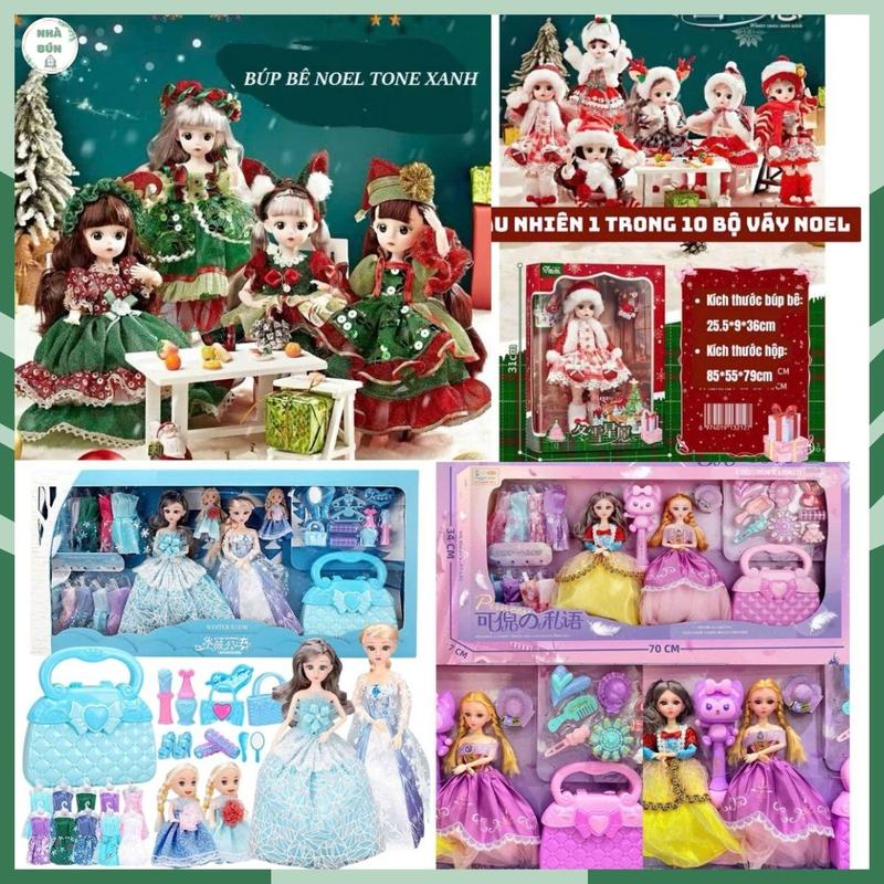  Combo 2 Búp Bê Barbie Công Chúa Băng Giá Elsa Tóc Mây Thay Váy Có Túi Xách Và Đồ Trang Điểm Có Quyền Trượng Đồ Chơi Toy N30 A31 E14 M41 