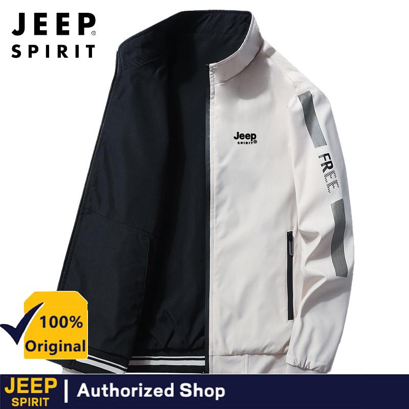 JEEP SPIRIT-Áo Khoác Hai Mặt Cho Nam, Áo Khoác Công Sở Thường Ngày Cổ Đứng, Nhẹ, Bay, Chống Gió Menswear Jacket Có Túi