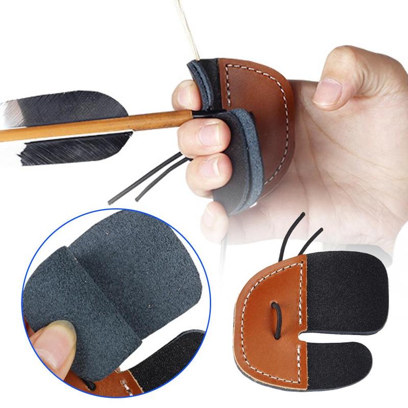 Product Introduction of Double-deck Leather Archery Finger Guard Protection Glove Tab Protector Shooting Pad Bow E0L0 26