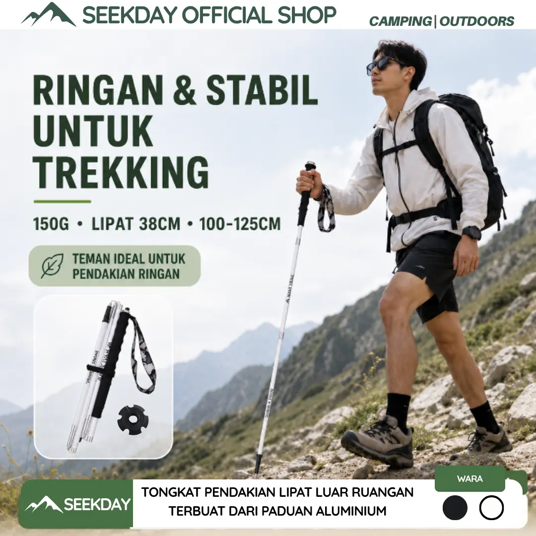 Navitrail Tracking Pole Lipat Carbon Fiber Hiking Trekking PoleGunung 135cm Ringan Ultralight Outdoor Premium Tongkat Pendaki Hike