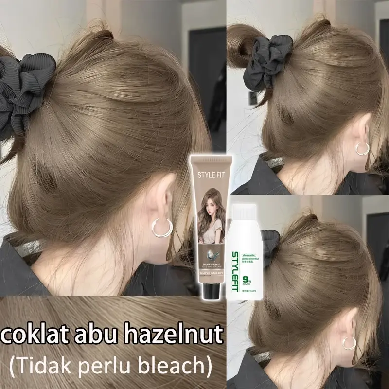 Warna Rambut 2025 Tanpa Bleaching Pewarna Rambut Cat Rambut Hair Color Burgundy Golden Brown Ash Brown Pink Purple Coklat Caramel Cranberry Red Milk Tea Blue Black Semir Rambut Shampoo Hair Dye Cream Hair Tonic Rambut