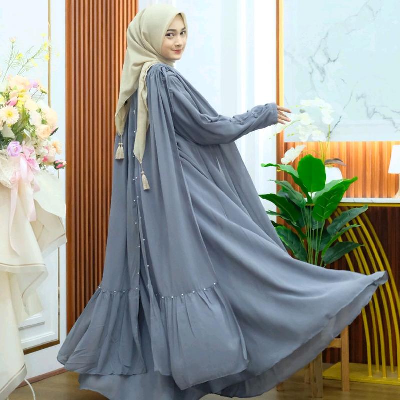 Anum Premium Series Shafira Set Abaya Matt.Ceruty Armany Cocok untuk Kondangan dan Syar'i - Muslim Gamis Lembut Mewah Outer Mutiara 3
