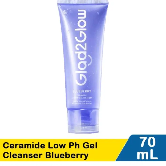 glad2glow ceramide low ph gel cleanser blueberry 70ml