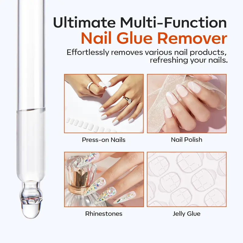 Modelones Nail Glue Remover for Press On Nails, 60 ML Press On Nails Remover for Nails Press Ons Nail Tips Acrylic Nails, Nail Polish Remover with Crystal Stick 4