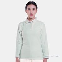 Gambar BLUEBUTTON Polo Shirt Wanita Lengan Panjang Seafoam Green - Stone Wash, S dari BlueButton Kota Cimahi 1 Tokopedia