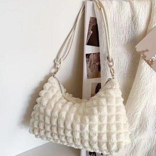 Tas Wanita TBS6003 – Shoulder Bag Kain Unik, Tekstur Boba Waffle Viral, Elegan & Stylish 1