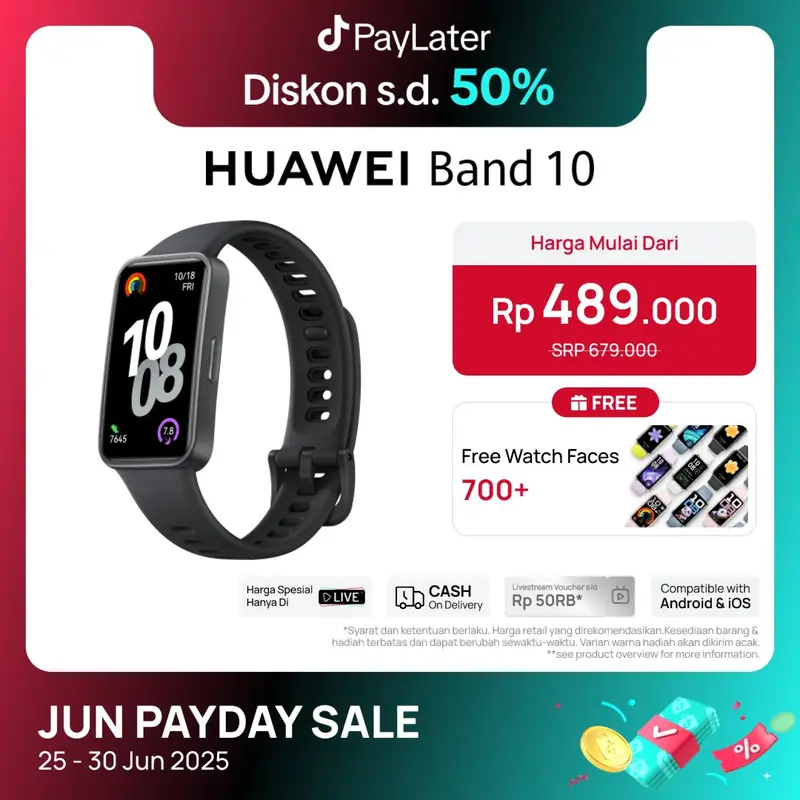 [Limited Offers] HUAWEI Band 10 Smartband | Sleek Aluminum Alloy Case | Pro-Level Sleep Analysis | Emotional Wellbeing Assistant | Smartwatch Aluminium Jam 0