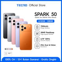 Gambar [Muchazir] TECNO SPARK 50  - 6+12GB*/128GB, 7000mAh Mega Battery, 50MP AI Camera + FlashSnap, 120Hz 6.78" Smooth Display, IP64 High Durability - SPARK50 - Ink Black dari TECNO Indonesia Shop Kota Administrasi Jakarta Utara 1 Tokopedia