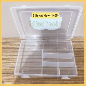 Kotak Plastik 5 Sekat Green Leaf 1405 / Kotak Jepitan Jarum Benang Manik Manik