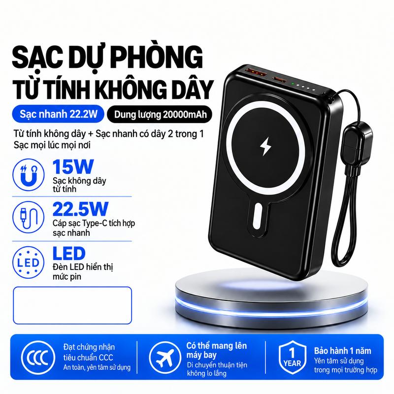 TUWO ccc PD20W 20000mAh USB C Loại C không dây sạc cho điện thoại di động Iphone Samsung Huawei Xiaomi sạc nhanh sạc dự phòng