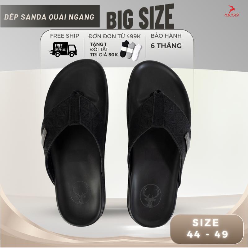 Dép da nam quai ngang big size 44,45,46,47,48,49, đế cao su chống trơn trượt -Mã DL19 DL QN 03 Slipper DéP Đế Bằng