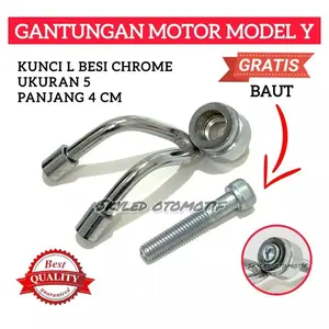 SKY Gantungan Barang Cantolan Barang PlayBoy Model Y Besi Chrome Plus Baut Kunci L Universal