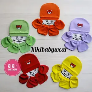 Set topi sartaki bayi newborn seri polos warna rainbow Ilham baby
