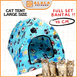 Tenda Kucing Jumbo Free Bantal Model Lipat Tempat Tidur Anabul Bisa Dicuci, Banyak Warna dan Motif Alalastore