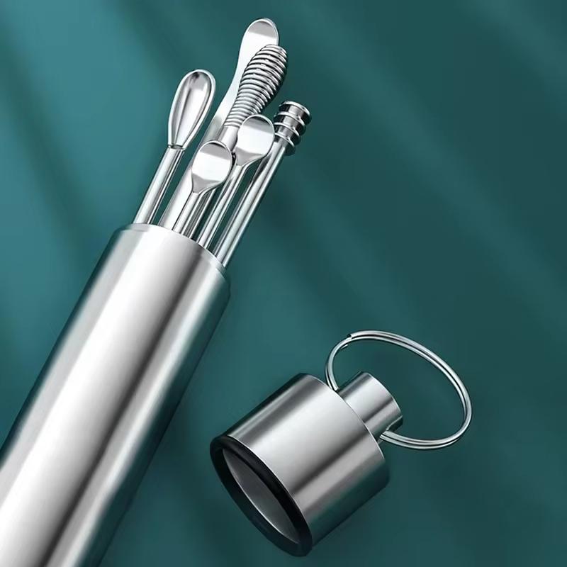 Product Introduction of 6PCS Stainless Steel Earpick Ear Cleaner Spoon Ear Care Cleaning Tool Earwax Removal Kit Ear Pick Remover Clean Health Tools Brush 35