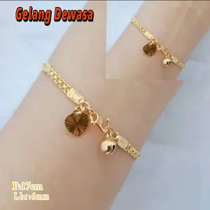 Gelang Titanium Motif Spasi warna Gold  Perempuan Bracelets Aksesoris Elegan Emas Hadiah Wanita