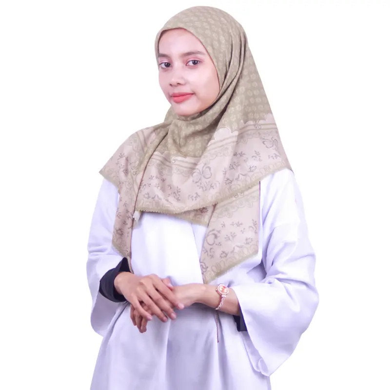 Hijab/Kerudung ukuran Standart Segiempat Motif bahan Voal TERMURAH dan Berkualitas PREMIUM LASER CUT FINISHING (08-0070) 2
