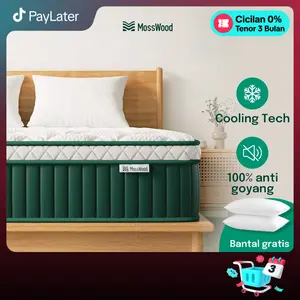 MossWood kasur busa spons Pocket Spring tebal 25cm lantai matras anti lembab Free bantal Furniture