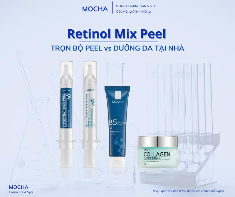 PEEL MIX RETINOL MOCHA mua 1 Được 4: Serum Vitamin B5 Kem Face Collagen Sữa rửa mặt B5 Peel Da Làm Đẹp Da Skincare Chăm Sóc Da Massage Peptide Tinh Chất peel damocha peel da