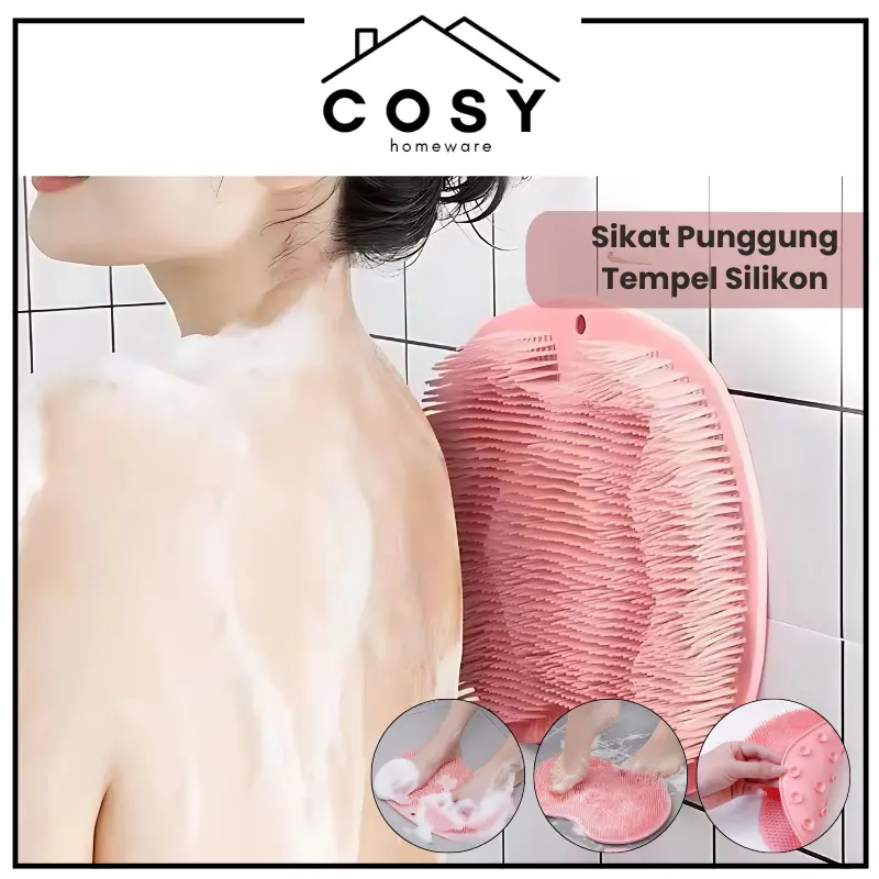 COSY Sikat Punggung Tempel Silikon Sikat Kaki Anti Slip Untuk Kamar Mandi Body Scrubbler