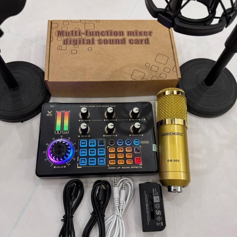 Soudac V80 Bộ Mic Hát Thu Âm Live Stream Giá Rẻ Soucad V80 & Mic 5V Bm900 Kèm Tai Nghe Và Giá Đỡ Hot 2025