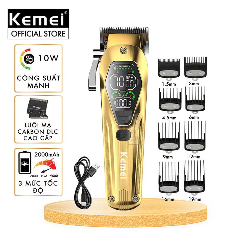 Tông đơ cắt tóc chuyên nghiệp Kemei KM-1698 lưỡi cắt mạ carbon DLC cao cấp công suất siêu mạnh 10W - Chính hãng