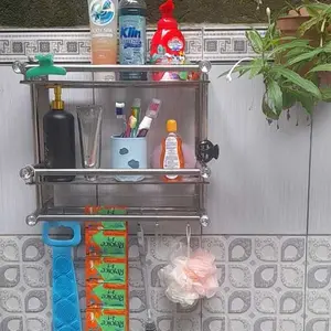 Rak Handuk Gantungan Dinding Stainless Steel Rak Dinding Rak Bumbu Dapur Stainless Steel Rak Handuk Rak Serbaguna panjang 40cm Rak Kamar Mandi Dinding Stenlies Steel Rak Sabun Kamar Mandi