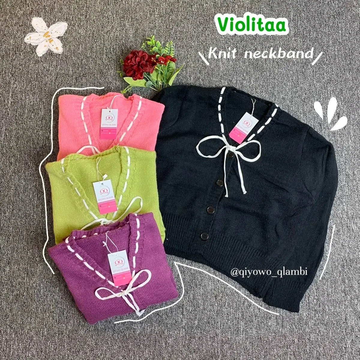 VIOLOTA KNIT NECKBAND Cardigan Panjang Wanita