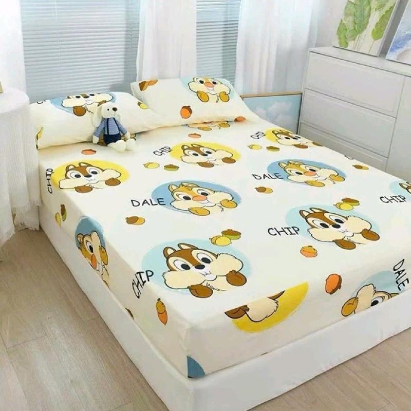 Bộ ga gối 3 món poly coton  ( Đệm 10cm )   khăn trải giường & vỏ gối  giặt máy bog ago ếch thoáng khí