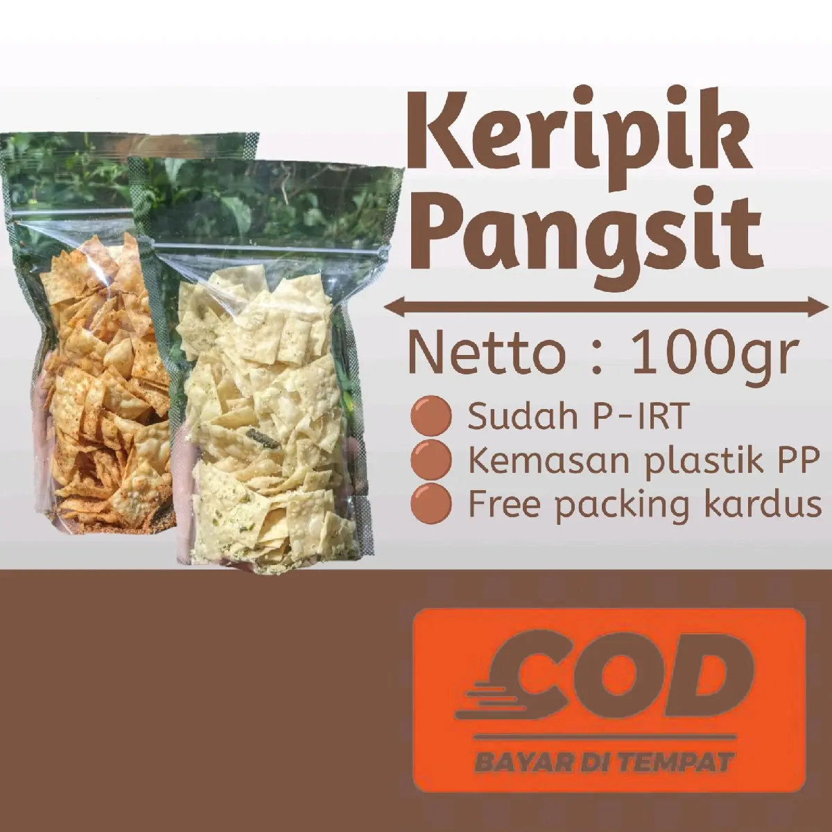 Keripik Pangsit Asin/Pedas Daun Jeruk 100gr Kemasan Pouch - Camilan Pedas Food Snack Kripik Crispy - Cemilan