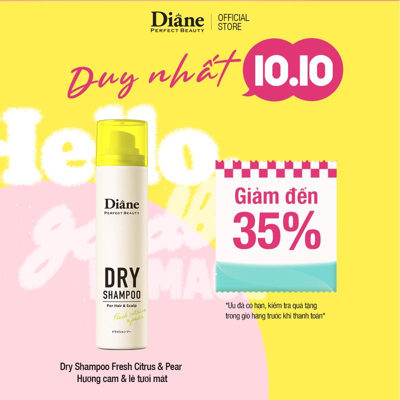 Dầu gội khô sạch dầu tơi tóc không bết dính Diane Perfect Beauty Dry Shampoo Fresh Citrus & Pear