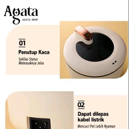 Rice Cooker Mini 1.5 Liter Krem Dan Coklat Penanak Nasi Serbaguna Panci Listrik Elektrik Anti Lengket Pemanas 4