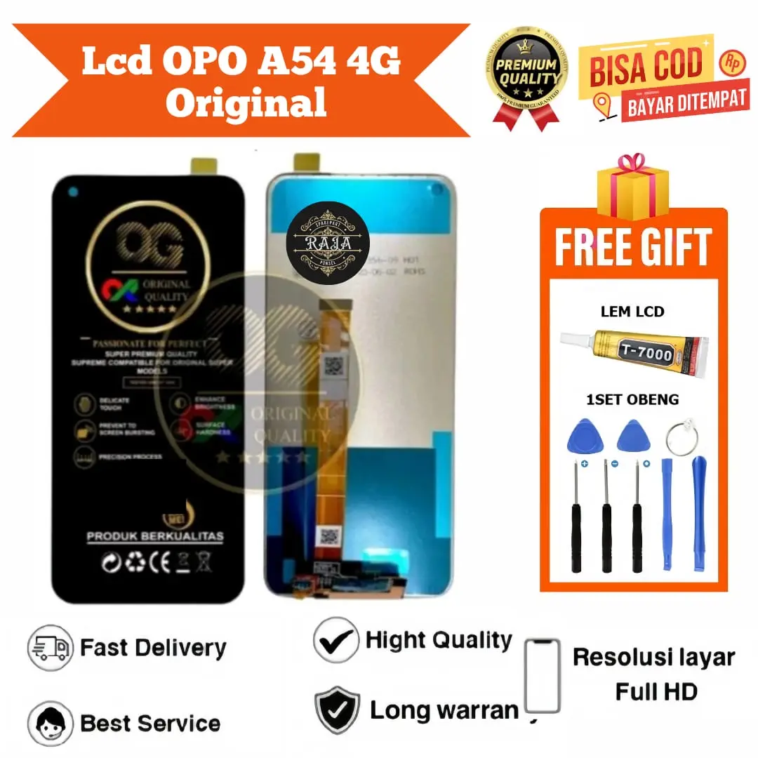 LCD OPO A54 4G ORIGINAL OG SUPER FULL SET OBENG DAN LEM / LCD OG SUPER OPO A54 4G FULL SET