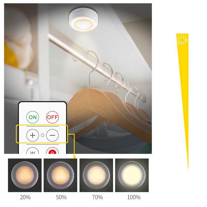 16 Colors Remote Control Lampu LED Adjustable RGB Wireless Touch Sensor Wall Lamp Changing Lamp Led Pat Lamp Mini Puck Light Cabinet Light Wardrobe Light Kitchen Stairs 3