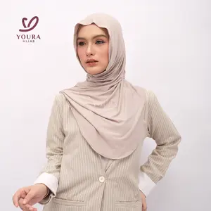 Youra Hijab - Pashmina Instan Keira Plus Inner 2in1 Malay Oval Size L Kaos Rayon Spandex Kerudung Jisoo Meleyot Adem & Nyaman Menutup Daďa
