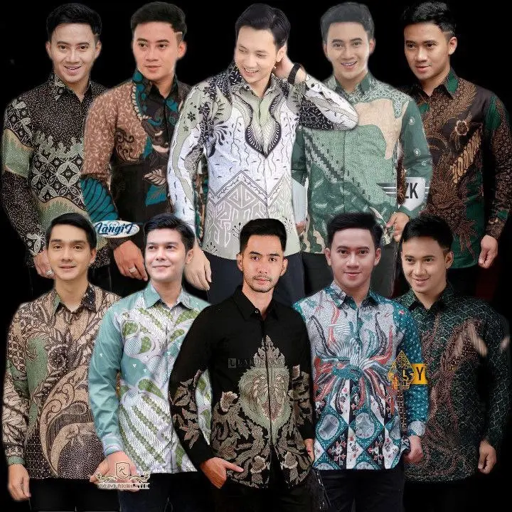 Kemeja Batik Pria Modern Lengan Panjang Warna Hijau Casual Modis Trendy Masa Kini