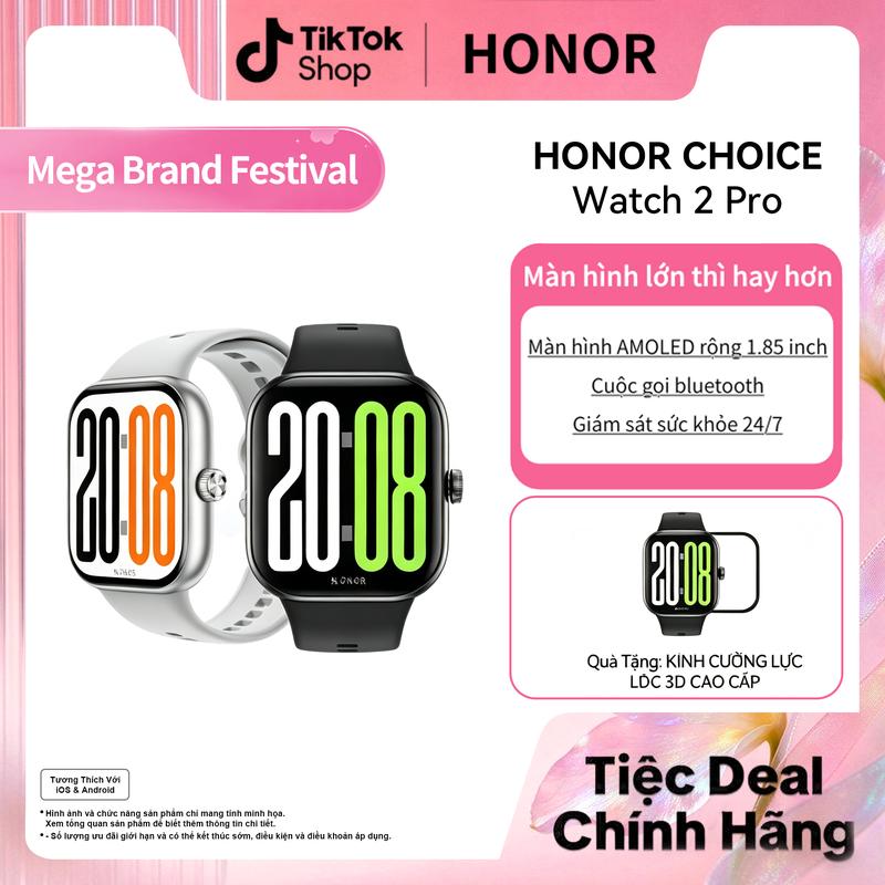 đồng hồ thông minh | HONOR CHOICE Watch 2 Pro | màn hình lớn 1,97 inch | 120 chế độ thể thao | theo dõi sức khỏe toàn diện | Dễ dàng thay dây, tùy chỉnh phong cách | Chống nước IP68 | tương thích hệ điều hành Android và iOS