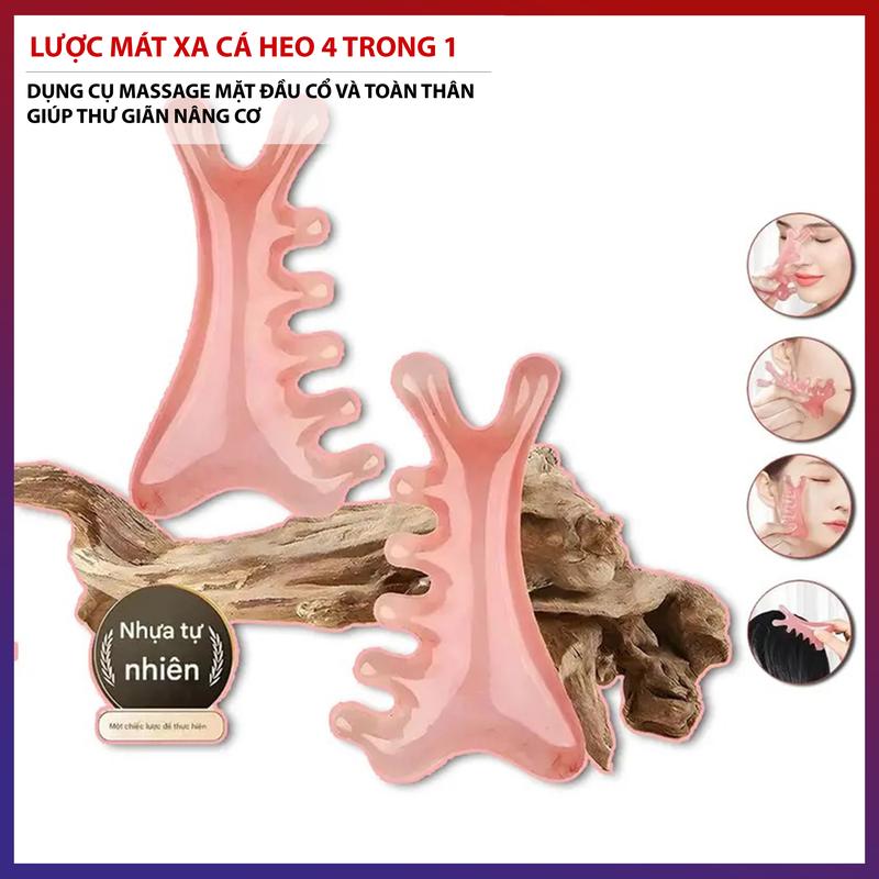 Lược Massage Cá Heo 4 Trong 1 Dụng Cụ Mát Xa Mặt Đầu Cổ Toàn Thân Giúp Thư Giãn Lưng Thông Máu