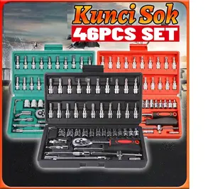 Kunci Socket 46 PCS full Set (1/4 ") Pas Ring L Motor Kunci - kunci l set CR-V lengkap - kunci ring pas 1 set lengkap