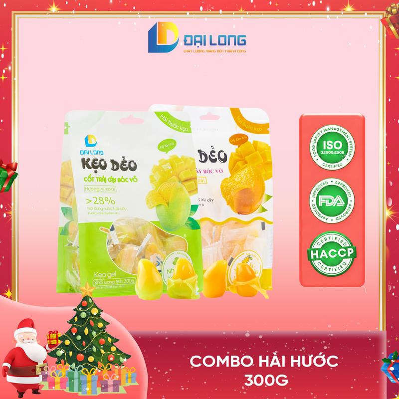  COMBO HÀI HƯỚC Đại Long NOEL gồm 2 gói kẹo dẻo xoài bóc vỏ Đại Long vị xoài xanh và xoài chín siêu hot vừa ăn vừa chơi Chua Ăn Vặt Snack Food deo không đủ vị trái cây Candy peel gummy peeling 