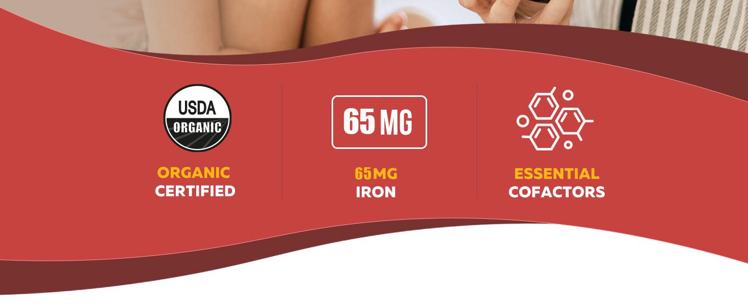 Suplemen Zat Besi untuk Wanita - Meningkatkan kekebalan tubuh dan memperbaiki kondisi kulit, Daya Serap Tinggi - Mendukung Darah & Energi - 60 Kapsul