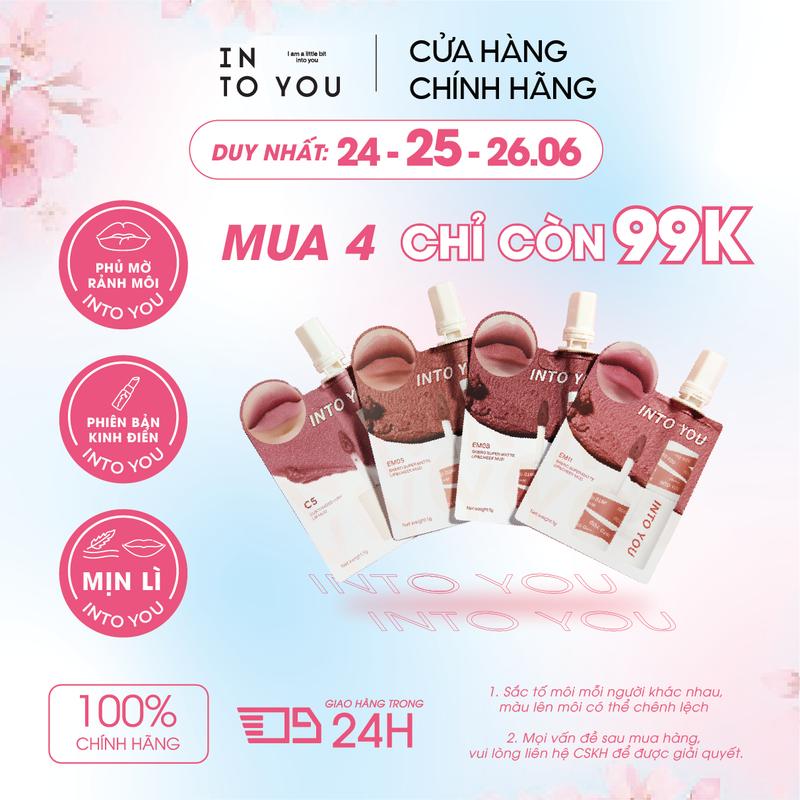 (LIVE) Son Bùn Mini INTO YOU Chất Lì Mịn Độ Phủ Tốt Lấp Đầy Rãnh Môi Hợp Da Trắng Makeup Tự Nhiên EM11 1g