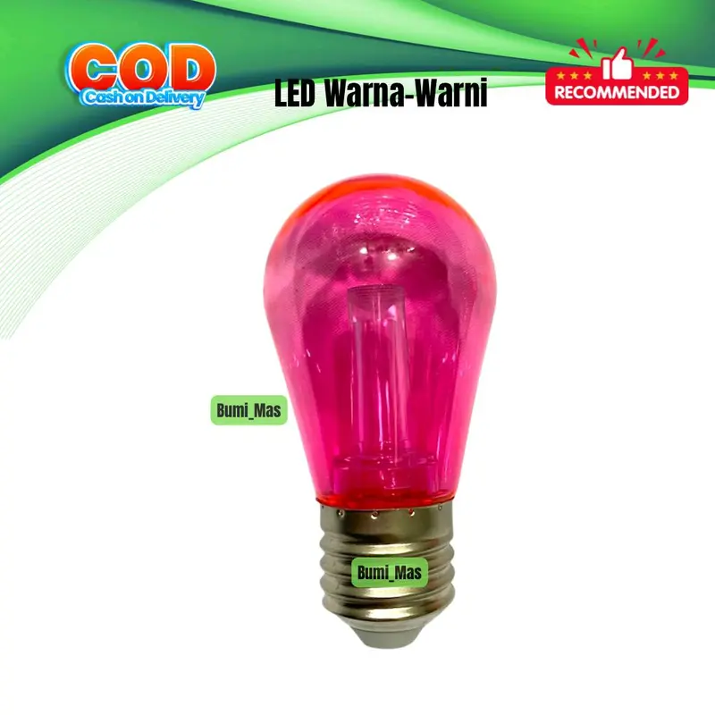 (Paket Isi 10Pcs) Lampu Cafe Warna-Warni Transparan Led Cafe Warna Bohlam Lampu Kecil 5